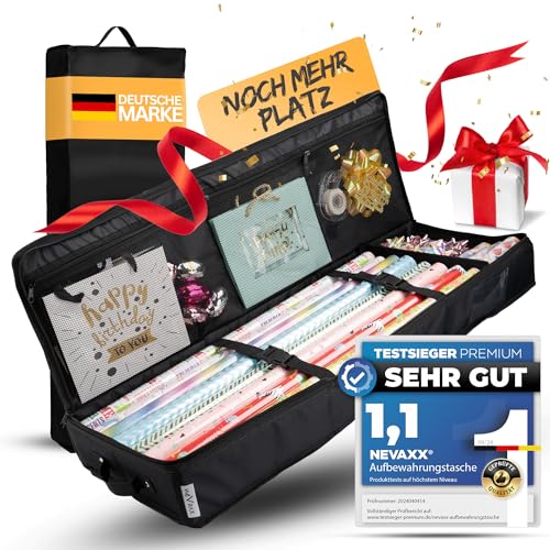 neVaxx® -Aufbewahrungstasche für Geschenkpapier-wasserdichtes 600D Oxford Gewebe-Geschenkpapier aufbewahrung-Geschenkpapierrollen Organizer mit Netzfächern 90x30x12cm von neVaxx