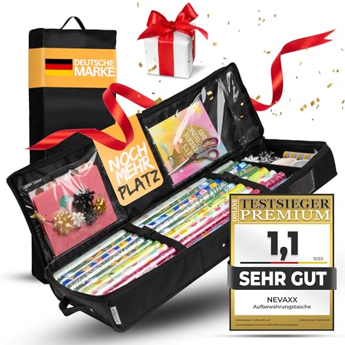 neVaxx® -Aufbewahrungstasche für Geschenkpapier-wasserdichtes 600D Oxford Gewebe-Geschenkpapier aufbewahrung Organizer-Geschenkpapierrollen Organizer mit Fächern 90x30x12cm von neVaxx