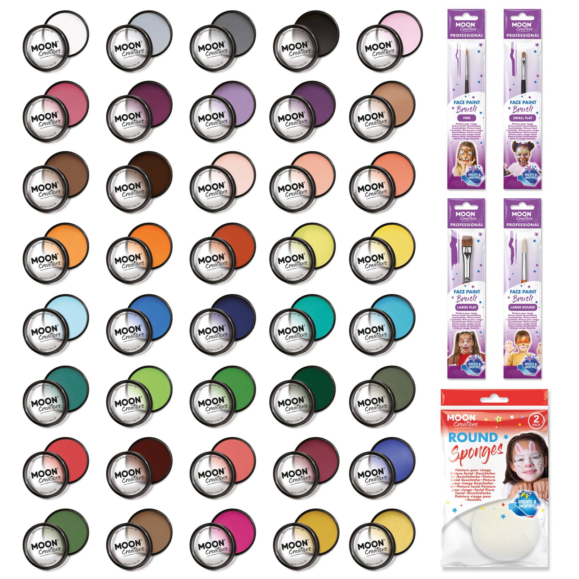 Pro Face Paint Cake Pots Von Moon Creations - 36 G Professionelles Kit Mit 40 Farben von neonbeauty