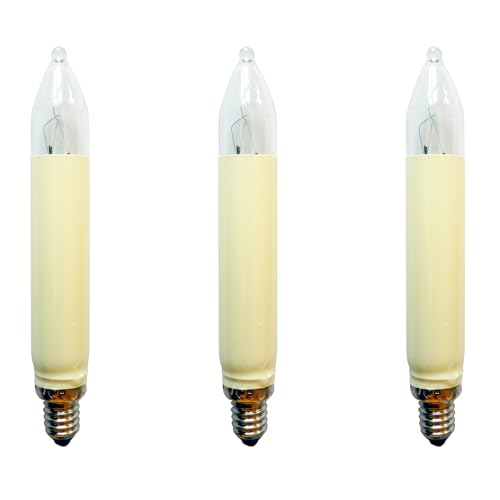 AUSWAHL 8V - 55V - netSells - 3er Set - Schaftkerze - Ersatzlampe für Schwibbogen u. Lichterketten - hier: 24V 3W für 10 Brennstellen - f. innen + außen - elfenbein von netSells www.netsells.de