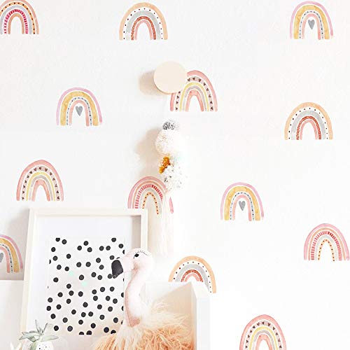 Neukids 72pcs Regenbogen Wandtattoo Kinder, Aquarell Regenbogen Wandsticker Mädchenzimmer, Wandaufkleber Kinderzimmer Babyzimmer Schlafzimmer Möbel Deko Aufkleber von neukids