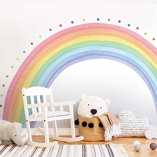 Neukids FABRIC 240x140cm Riesiger regenbogen Wandtattoo regenbogen wandaufkleber pastell Selbstklebend Regenbogen Tupfen Wandsticker Schlafzimmer Wohnzimmer Kinderzimmer Babyzimmer Korridore Wanddeko von neukids