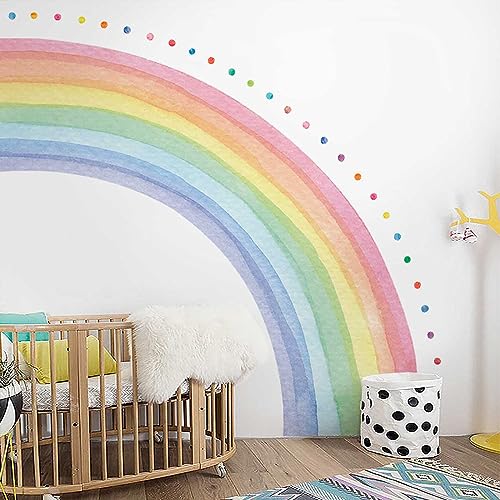 Neukids FABRIC Riesiger Halber Regenbogen Wandtattoo Selbstklebend Regenbogen Tupfen Wandsticker Schlafzimmer Wohnzimmer Kinderzimmer Babyzimmer Wandaufkleber Korridore Wanddeko 200x180cm von neukids