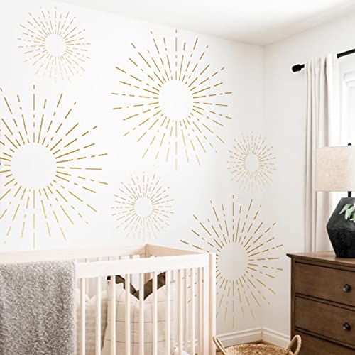 Neukids Groß Boho Sonne Wandtattoo Kinderzimmer Mädchen, Starburst Sonne Wandsticker Schlafzimmer Wohnzimmer Wandaufkleber, Babyzimmer Mädchenzimmer Klassenzimmer Wanddeko 3pcs 38x150cm von neukids