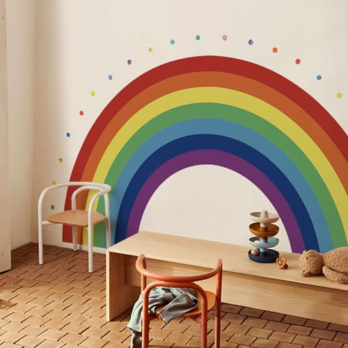 Neukids Großer Regenbogen-Wandaufkleber, Retro-Regenbogen und gepunktete Wandaufkleber, Kinder-Wandaufkleber, Mädchen, Kinderzimmer, Schlafzimmer, Wohnzimmer, Kindergarten, Wanddekoration, 210 x 118 Neukids Großer Regenbogen-Wandaufkleber, Retro-Regenbogen und gepunktete Wandaufkleber, Kinder-Wandaufkleber, Mädchen, Kinderzimmer, Schlafzimmer, Wohnzimmer, Kindergarten, Wanddekoration, 210 x 118 von neukids