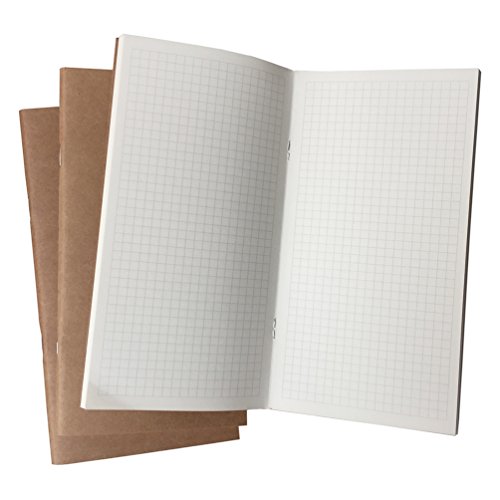 (3er Set) Grid Notizbuch/Journal - Graphische Einlagen für Stanadard Size Travelers Notebook, 100gsm Papier, 11x21cm von newestor