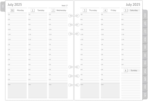 newestor 2025-2026 A5 Planer-Einlagen, Filofax A5 kompatibel, Juli 2025 - Juni 2026, wöchentliche und monatliche Terminbuchseiten, Register, 6 Löcher von newestor