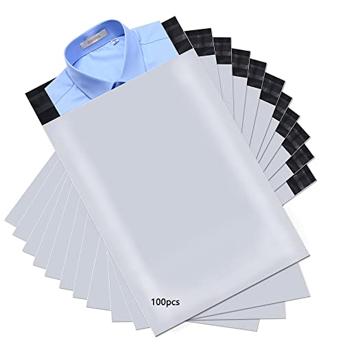 newlng 100Stück Plastik Versandtaschen 320x450mm Versandbeutel Warenbeutel Blickdicht und Reißfest Selbstklebende Versandtaschen für Kleidung Waren Textil Logistik Verpackung Transporttaschen-Weiß von newlng