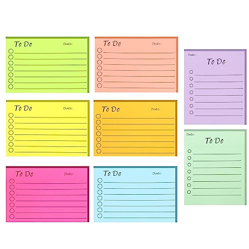 Newplenty To Do Liste Haftnotizen Notizzettel, Linierte Sticky Notes, Selbstklebende Klebezettel, Bunt Notizblöcke für Schule, Büro, Hause (10 x 7 und 8.9 x 7.6) von newplenty