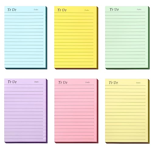 Newplenty To Do Liste Haftnotizen Notizzettel, Linierte Sticky Notes, Selbstklebende Klebezettel, Bunt Notizblöcke für Schule, Büro, Hause (10x15cm) von newplenty