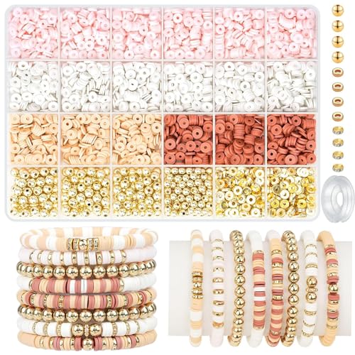 Perlen für Armbänder, 3000 Stück Perlen Set Zum Auffädeln, Polymer Clay Beads für DIY Schmuck Halskette Ohrringe Kette, Bracelet Making Kit für Weiblich Perlen für Armbänder, 3000 Stück Perlen Set Zum Auffädeln, Polymer Clay Beads für DIY Schmuck Halskette Ohrringe Kette, Bracelet Making Kit für Weiblich von newplenty
