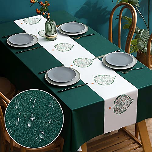 Tischdecke, PVC Kunststoff Tischtuch, Wasserabweisend tischtuch Fleckschutz pflegeleicht abwaschbar schmutzabweisend Eckig 140x180 cm, grün von newsbirds