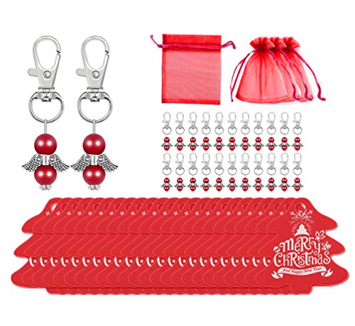 Schlüsselanhänger mit Weihnachtsengel, mit Organza-Beutel und Kraft-Geschenkanhänger, Taufe, Schutzengel, Erstkommunion, Geschenke für Weihnachtsbaum, Babyparty, Partygeschenke, 24 Stück Schlüsselanhänger mit Weihnachtsengel, mit Organza-Beutel und Kraft-Geschenkanhänger, Taufe, Schutzengel, Erstkommunion, Geschenke für Weihnachtsbaum, Babyparty, Partygeschenke, 24 Stück von niCWhite