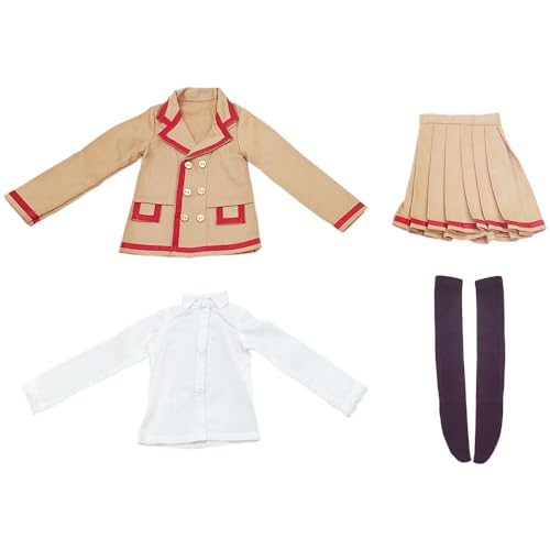 niannyyhouse 1/3 1/4 BJD Puppen Kleidung Khaki Mantel Weiß Hemd Faltenrock Socken Schuluniform Outfit Ball Gelenk Puppen Zubehör Dress Up Geschenk (1/4BJD) von niannyyhouse