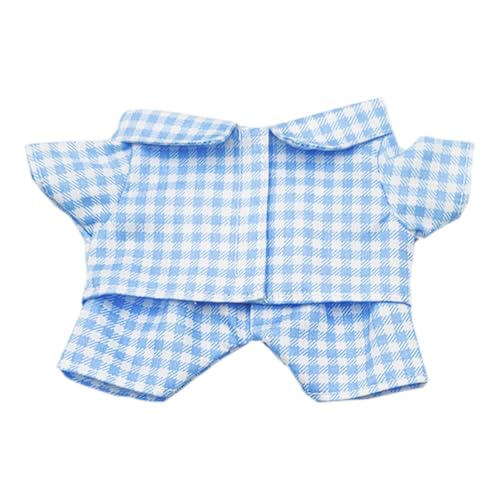 niannyyhouse 10 cm, 15 cm, 20 cm, Plüschpuppe, Kleidung, Hemd, Hose, mehrfarbig, kariert, Pyjama-Set, Puppe, Dressup (Blau, 10 cm) von niannyyhouse