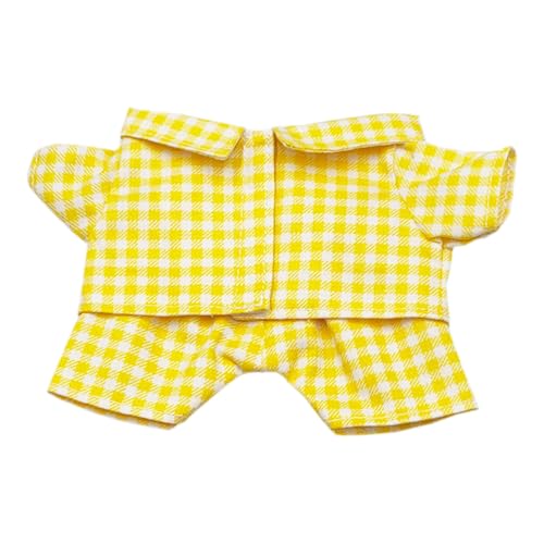 niannyyhouse 10 cm, 15 cm, 20 cm, Plüschpuppe, Kleidung, Hemd, Hose, mehrfarbig, kariert, Pyjama-Set, Puppe, Dressup (Gelb, 20 cm) von niannyyhouse