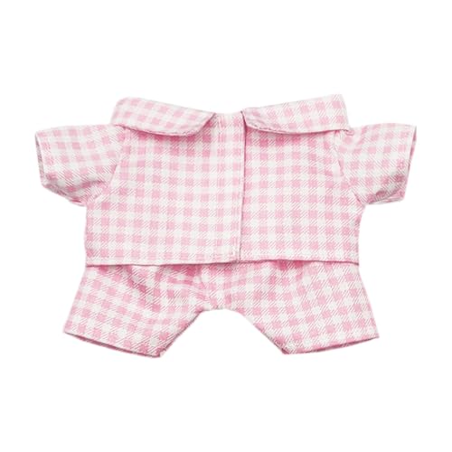 niannyyhouse 10 cm, 15 cm, 20 cm, Plüschpuppe, Kleidung, Hemd, Hose, mehrfarbig, kariert, Pyjama-Set, Puppe, Dressup (Rosa, 20 cm) von niannyyhouse