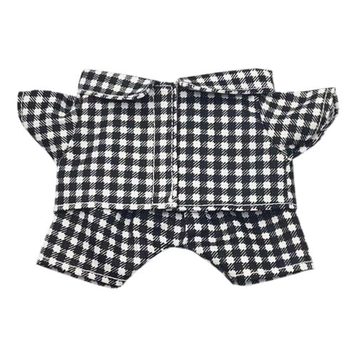 niannyyhouse 10 cm, 15 cm, 20 cm, Plüschpuppe, Kleidung, Hemd, Hose, mehrfarbig, kariert, Pyjama-Set, Puppe, Dressup (schwarz, 20 cm) von niannyyhouse