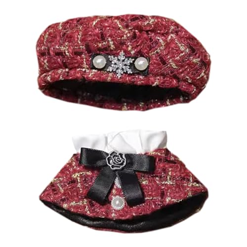 niannyyhouse 10 cm, 15 cm, 20 cm, Plüschpuppe, Kleidung, Hut, Poncho, Schal, Sets, Puppen Dressup (Rot, 15 cm) von niannyyhouse