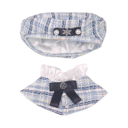 niannyyhouse 10 cm 15 cm 20 cm Plüschpuppe Kleidung Hut Poncho Schal Sets Puppen Dressup (Blau, 20 cm) von niannyyhouse