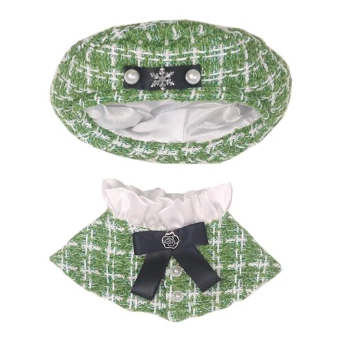 niannyyhouse 10 cm 15 cm 20 cm Plüschpuppe Kleidung Hut Poncho Schal Sets Puppen Dressup (Grün, 20 cm) von niannyyhouse
