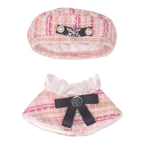 niannyyhouse 10 cm 15 cm 20 cm Plüschpuppe Kleidung Hut Poncho Schal Sets Puppen Dressup (Rosa, 15 cm) von niannyyhouse