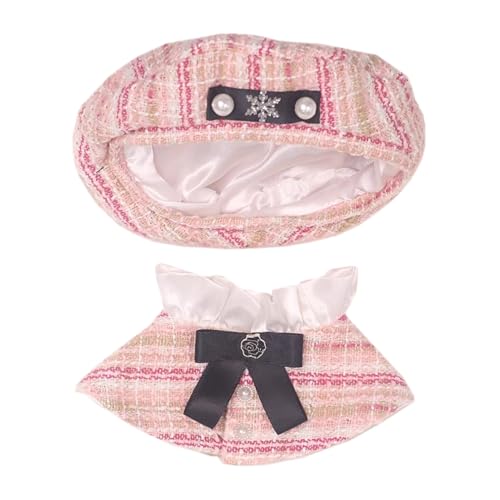 niannyyhouse 10 cm 15 cm 20 cm Plüschpuppe Kleidung Hut Poncho Schal Sets Puppen Dressup (Rosa, 20 cm) von niannyyhouse