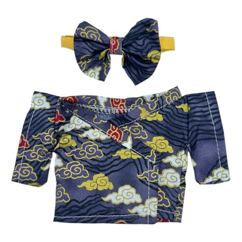 niannyyhouse 10 cm 20 cm Plüschpuppe Kleidung Gürtel Kimono Yukata Sets Puppe Dress Up (Schwarz, 20 cm) von niannyyhouse
