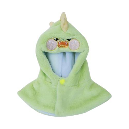niannyyhouse 10 cm 20 cm Plüschpuppe Kleidung Schal Dinosaurier Haie Kaninchen Bären Welpen Bestickter Poncho Puppen Dress Up (Grün, 20 cm) von niannyyhouse