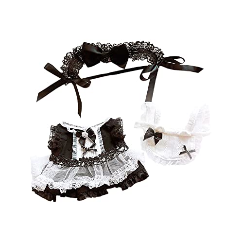 niannyyhouse 20 cm Plüsch-Puppen-Kleidung, Dienstmädchen, Katze, Damen-Set, Haarband, Kleid, Schürze 20,3 cm, Schwarz niannyyhouse 20 cm Plüsch-Puppen-Kleidung, Dienstmädchen, Katze, Damen-Set, Haarband, Kleid, Schürze 20,3 cm, Schwarz von niannyyhouse