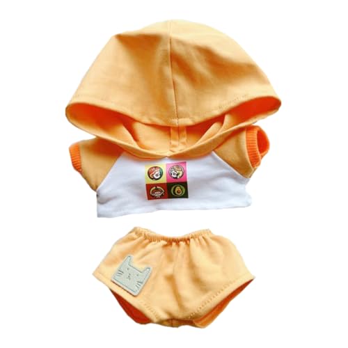 niannyyhouse 20 cm große Plüschpuppe Kleidung Hoodie Hose Cartoon-Muster Sport-Outfit 20,3 cm Puppen verkleiden sich (Orange) von niannyyhouse