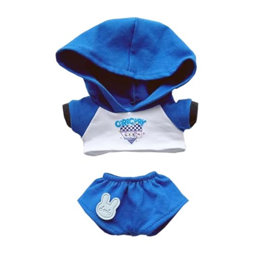 niannyyhouse 20 cm große Plüschpuppe Kleidung Hoodie Hose Cartoon-Muster Sport-Outfit 20,3 cm Puppen verkleiden sich (blau) von niannyyhouse