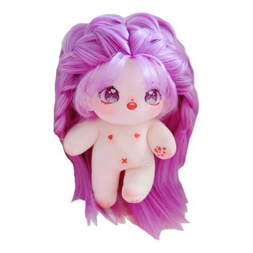 niannyyhouse 20cm Plüsch Puppe Lila Gerade Haar Mädchen Nackt Humanoid Gefüllte Körper Tragbare Kleidung Dress Up Geschenke (2-mit Skelett) von niannyyhouse