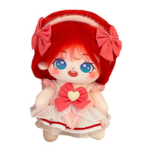 niannyyhouse 20cm Plüsch Puppe Rot Mädchen Humanoide Gefüllte Körper Keine Attribut 8" Normaler Körper Tragbare Kleidung Dress Up Geschenke (a-32-with Skelett) von niannyyhouse