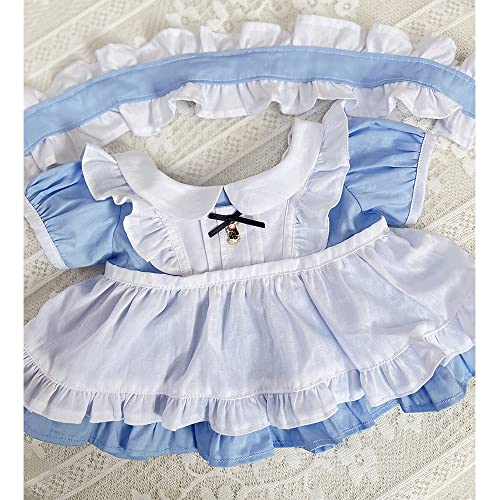 niannyyhouse 40 cm Plüsch-Puppe, Kleidung, Dienstmädchen, Kopfbedeckung, Schürze, Kleid, 20,3 cm, Puppenzubehör (blau) von niannyyhouse