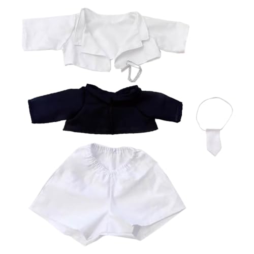niannyyhouse 40cm Plüsch Puppe Kleidung Mantel Shirts Hosen Krawatten Zubehör Anzüge Sitzen Puppen Dress Up (Weiß) von niannyyhouse