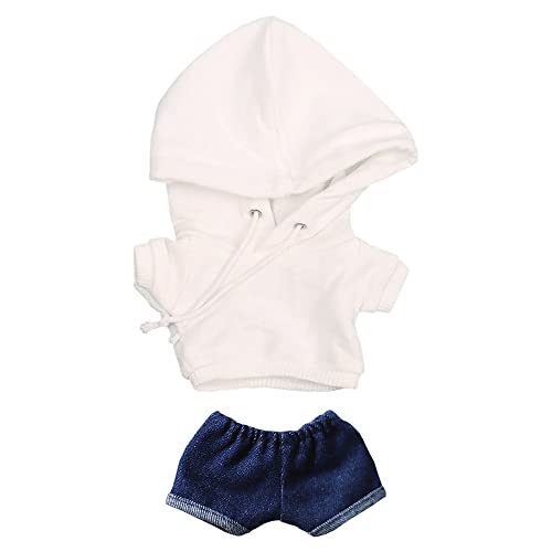 niannyyhouse Hoodies Dunkelblaue Jeans 15 cm Plüschpuppe Kleidung Puppe Dress Up (weiß) von niannyyhouse