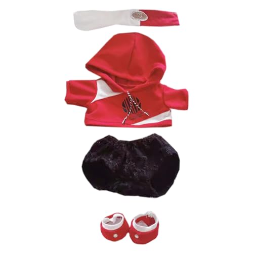 niannyyhouse Kopfschmuck Hoodie Schuhe Flamme Outfit 10cm~15cm 20cm 40cm Plüschpuppe Kleidung Puppe Zubehör (Rot 40cm) von niannyyhouse