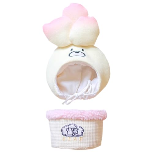 niannyyhouse Plüsch Puppe Kleidung Kopfbedeckung Set Pflanzenmuster für 10-15cm Stofftiere (Beige) von niannyyhouse