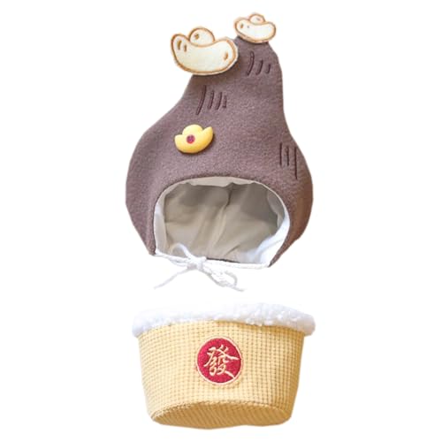 niannyyhouse Plüsch Puppe Kleidung Kopfbedeckung Set Pflanzenmuster für 10-15cm Stofftiere (Braun) von niannyyhouse