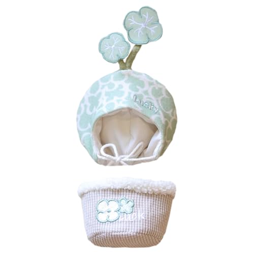 niannyyhouse Plüsch Puppe Kleidung Kopfbedeckung Set Pflanzenmuster für 10-15cm Stofftiere (Grün) von niannyyhouse