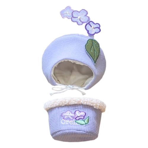 niannyyhouse Plüsch Puppe Kleidung Kopfbedeckung Set Pflanzenmuster für 10-15cm Stofftiere (Lila) von niannyyhouse