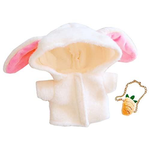 niannyyhouse Rucksack mit Kaninchenohren, Karotten-Rucksack, 20 cm, humanoide Puppe, Stofftiere, Kleidung (Beige) von niannyyhouse