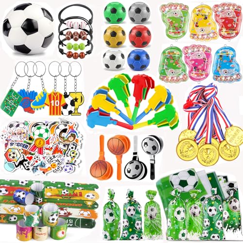 nicknack 113 Stück Fußball Mitgebsel Kindergeburtstag - Fussball Geburtstag Party Mitgebsel & Pinata Füllung - 11 Spielzeuge Give Aways für Jungen Mädchen, Fussball Deko Geburtstag Kinder von nicknack