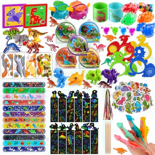 nicknack 125 Stück Dinosaurier-Partybeutel-Füllungen für Kinder, 14 Arten von lustigen Spielzeugen für Geburtstagsfeiern, Geschenkideen für Belohnungen im Klassenzimmer für Kinder, Jungen und Mädchen von nicknack