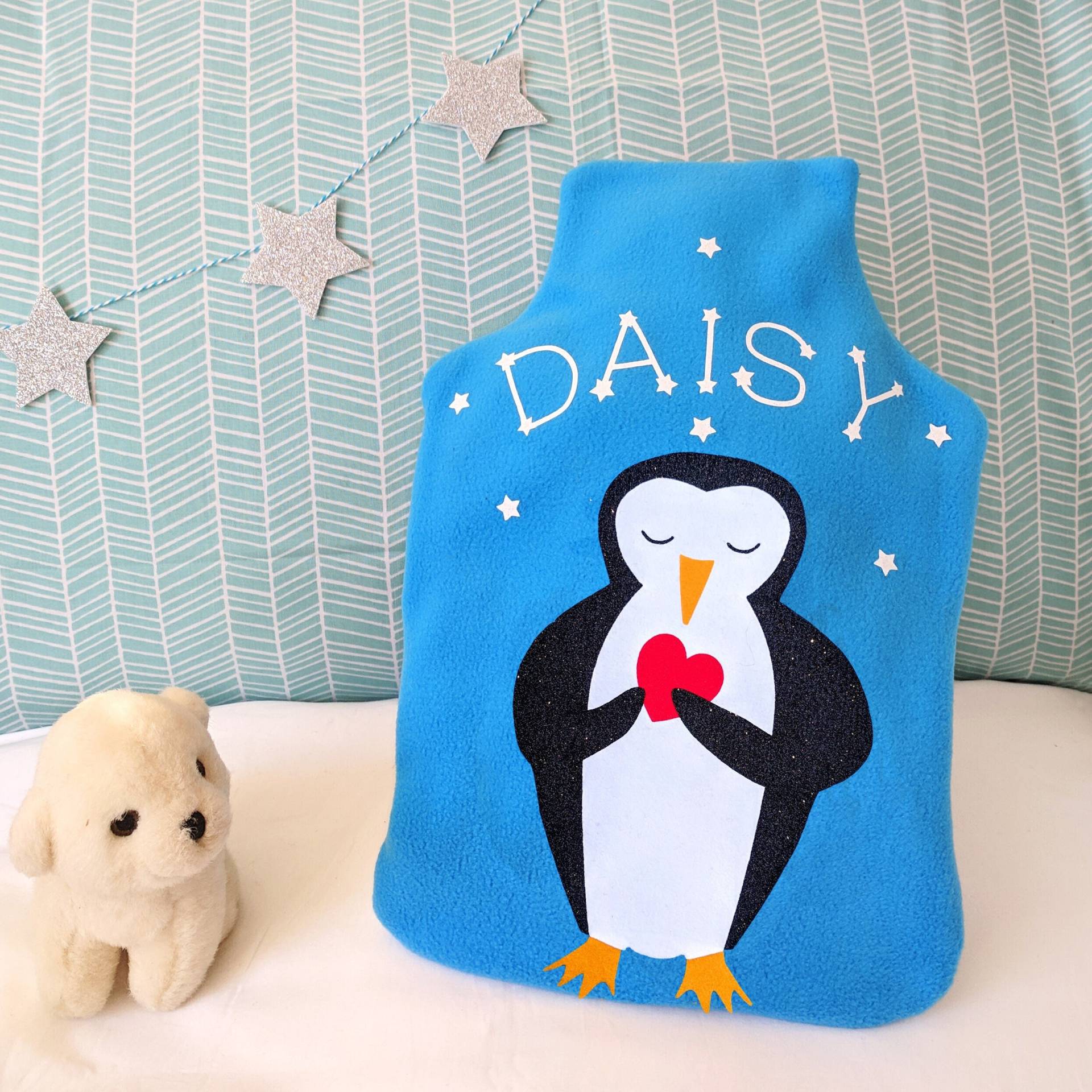 Virtuelle Umarmung Pinguin Wärmflasche Abdeckung Geschenk von nickynackynoodesigns