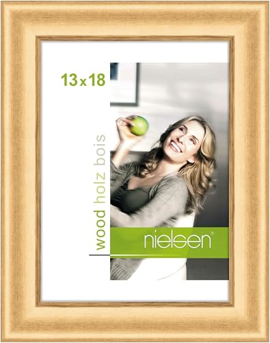 nielsen Bilderrahmen, 13 x 18 cm, Holz, Gold, Fotorahmen zum Auftstellen und Aufhängen im Hoch- & Querformat, Echtglas, Derby nielsen Bilderrahmen, 13 x 18 cm, Holz, Gold, Fotorahmen zum Auftstellen und Aufhängen im Hoch- & Querformat, Echtglas, Derby von nielsen