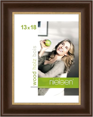 nielsen Bilderrahmen, 13 x 18 cm, Holz, Palisander, Fotorahmen zum Auftstellen und Aufhängen im Hoch- & Querformat, Echtglas, Derby von nielsen
