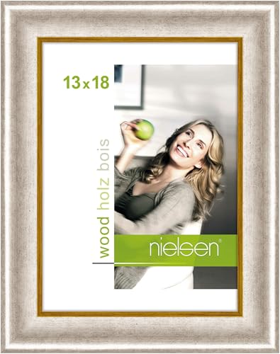 nielsen Bilderrahmen, 13 x 18 cm, Holz, Silber, Fotorahmen zum Auftstellen und Aufhängen im Hoch- & Querformat, Echtglas, Derby nielsen Bilderrahmen, 13 x 18 cm, Holz, Silber, Fotorahmen zum Auftstellen und Aufhängen im Hoch- & Querformat, Echtglas, Derby von nielsen
