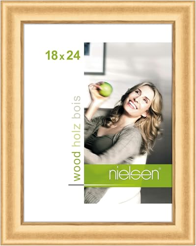 nielsen Bilderrahmen, 18 x 24 cm, Holz, Gold, Fotorahmen zum Auftstellen und Aufhängen im Hoch- & Querformat, Echtglas, Derby nielsen Bilderrahmen, 18 x 24 cm, Holz, Gold, Fotorahmen zum Auftstellen und Aufhängen im Hoch- & Querformat, Echtglas, Derby von nielsen